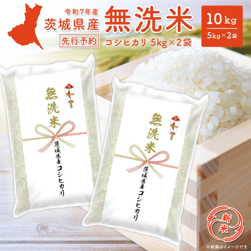 【新米先行予約!!】 令和7年産【無洗米】茨城県産 コシヒカリ 10kg (5kg×2袋)  新米 米 無洗米 小分け K2454 2171168 - 茨城県境町