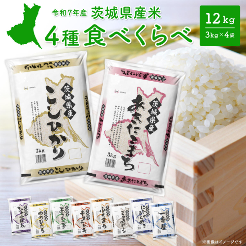【白米】令和7年産 4種食べ比べ 12kg茨城県産 K1141 2171247 - 茨城県境町