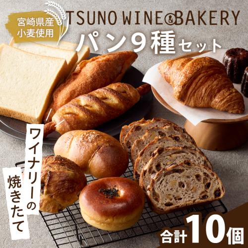 TSUNOWINE＆BAKERY パン9種セット（合計10個） パン 菓子パン トースト 国産_T053-001 2171259 - 宮崎県都農町