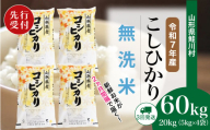 ＜令和7年産米先行受付＞ 鮭川村 コシヒカリ 【無洗米】 定期便 60kg （20kg×2ヶ月間隔で3回お届け）＜配送時期選べます＞