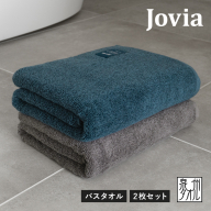 Jovia ジョヴィア バスタオル 2枚（ネイビー、チャコール）【日本製 泉州タオル 吸水 日用品 たおる ロングヘア】 G2854