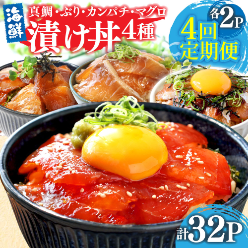 漬け丼セット4種 80g×各2P 4回定期便 海鮮丼 海鮮丼セット 真鯛 ブリ カンパチ マグロ 海鮮 漬け お茶漬け 鯛 ぶり 鰤 勘八 かんぱち まぐろ 小分け パック ご飯 晩御飯 惣菜 刺身 冷凍 配送 2173518 - 高知県芸西村