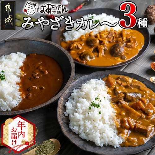 【年内お届け】みやざきカレー3種セット≪2025年12月15日～31日お届け≫_LB-1502-HNY 2174158 - 宮崎県都城市