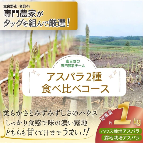 【2026年春発送】富良野産 アスパラ 食べ比べ 全2回定期便 アスパラ ハウス栽培 露地栽培 北海道 富良野市 緑アスパラ 野菜 とれたて 朝採り 食べくらべ 定期便 数量限定 2174203 - 北海道富良野市