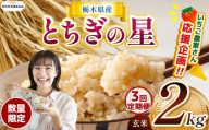 【令和7年度新米先行予約】【栃木県共通返礼品】【数量限定】【定期便3回】令和7年度新米 栃木県産とちぎの星 2kg |定期便 とちぎの星 数量限定 玄米 米 ごはん  玄米真空パック ふるさと納税 那珂川町 栃木県