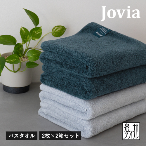 Jovia ジョヴィア バスタオル 4枚（ネイビー、アイスグレー）【日本製 泉州タオル 吸水 日用品 たおる ロングヘア】 G2862 2174789 - 大阪府泉佐野市