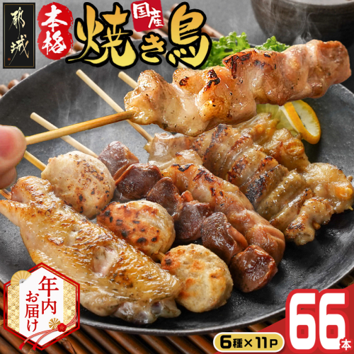 【年内お届け】職人串打ちの本格焼き鳥66本!!≪2025年12月15日～31日お届け≫_MJ-3312-HNY 2175018 - 宮崎県都城市