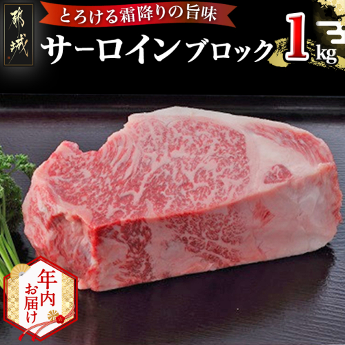 【年内お届け】宮崎牛サーロインブロック1kg≪2025年12月15日~31日お届け≫_AF-2501-HNY 2175501 - 宮崎県都城市