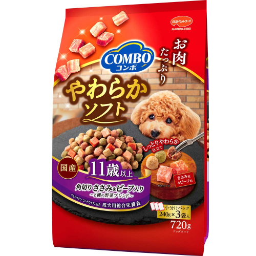 コンボ ドッグ やわらかソフト 11歳以上 720g ｘ10(ケース単位) ドッグフード 2175562 - 静岡県袋井市