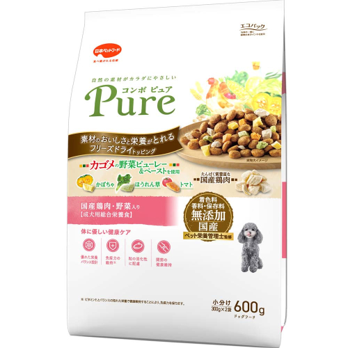 コンボ ピュア ドッグ 国産鶏肉・野菜入り 600g ｘ12(ケース単位) ドッグフード 2175571 - 静岡県袋井市