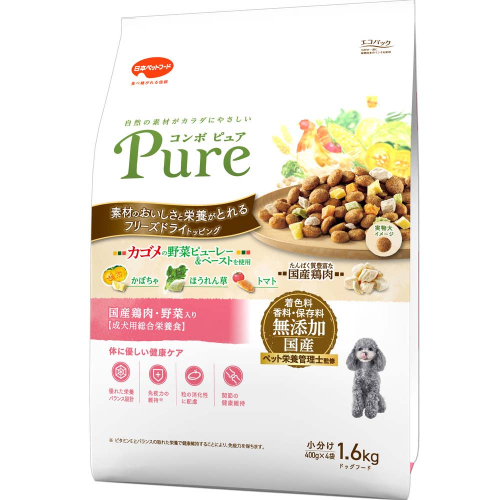 コンボ ピュア ドッグ 国産鶏肉・野菜入り 1.6kg ｘ8(ケース単位) ドッグフード 2175572 - 静岡県袋井市