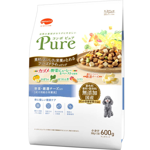 コンボ ピュア ドッグ 野菜・厳選チーズ入り 600g ｘ12(ケース単位) ドッグフード 2175576 - 静岡県袋井市