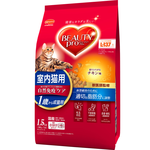 ビューティープロ キャット 成猫用 1歳から チキン味 1.5kg ｘ8(ケース単位) キャットフード 2175629 - 静岡県袋井市