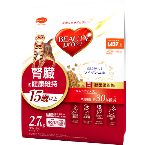 ビューティープロ キャット 腎臓の健康維持 15歳以上 2.7kg ｘ4(ケース単位) キャットフード 2175648 - 静岡県袋井市