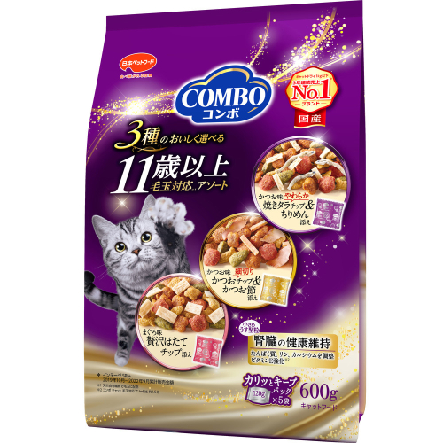 コンボ キャット 11歳以上 毛玉対応アソート 600g ｘ12(ケース単位) キャットフード 2175656 - 静岡県袋井市