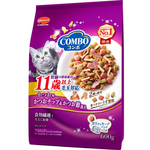 コンボ キャット 毛玉対応11歳以上 かつお味・かつおチップ・かつお節添え 600g ｘ12(ケース単位) キャットフード 2175664 - 静岡県袋井市