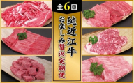 肉 近江牛 定期便【年6回】純近江牛 お楽しみ贅沢定期便 (切り落とし／モモ／角切／ロース／ステーキ／すき焼き)