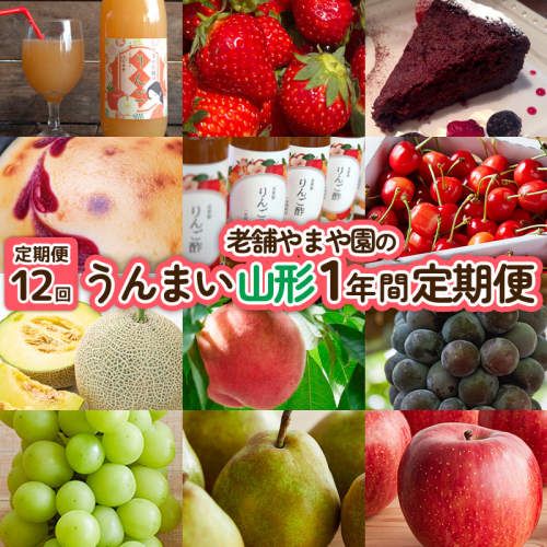 【定期便12回】老舗やまや園のうんまい山形１年間定期便 FY25-255 2177595 - 山形県山形市