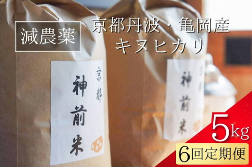 【令和8年産 新米】5kg×6回 京都・神前米 キヌヒカリ 5kg×6ヶ月 計30kg ☆精米したてをお届け ≪減農薬 自家栽培米 生産農家 直送 白米 米 精米 クリーン白米≫ ※2026年9月～発送 2178021 - 京都府亀岡市