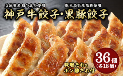 芦屋 伊東屋謹製「神戸牛餃子・黒豚餃子」各1折セット (たれ付) ＜お中元 到着目安7月下旬＞【ぎょうざ ギョーザ 中華 点心 惣菜 簡単 おうち おかず おつまみ 国産牛肉 鹿児島産 国産豚肉 豚肉 もちもち皮 ジューシー 肉汁 冷凍 食べ比べ イトー屋 お取り寄せ ギフト お中元 お歳暮 2178279 - 兵庫県芦屋市