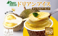 ドリアン ココナッツ キャラメルアーモンド アイスクリーム 122ml 8個 濃厚 ココナッツミルク スイーツ お菓子 ソフトクリーム おやつ デザート ご当地アイスセット 詰め合わせ お取り寄せ ギフト お返し 送料無料 かをり果樹園 静岡県 沼津市