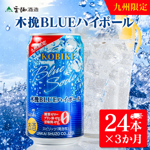 【3か月定期便】雲海酒造 九州限定 木挽BLUE ハイボール350ml×24本（木挽ブルー） 2179090 - 宮崎県綾町