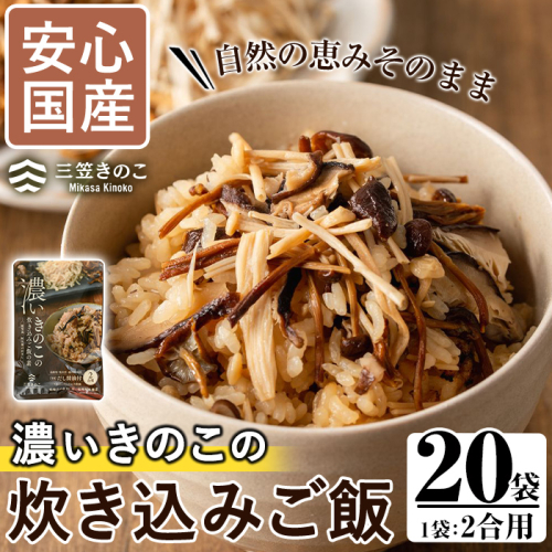 国産のえのきやきのこ使用！濃いきのこの炊き込みご飯の素(2合用×20袋) 国産 だし醤油 きのこご飯 椎茸 しいたけ 【三笠えのき茸生産組合】akn010-18 2179824 - 鹿児島県阿久根市