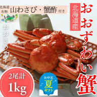 24-103 【お中元】【北海道産】オオズワイガニ姿　2尾計1.0kg ｜ 蟹酢・山わさび付　かに　おおずわいがに