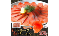 紅鮭スモークサーモンスライス 500g×1パック お取り寄せグルメ カルパッチョ おつまみ【1639098】