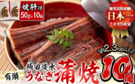 [二の丑(7/31)までに配送]楠田の極うなぎ蒲焼き 230g以上×10尾(計2.3kg以上) 焼肝10袋付き wa24-004-us2