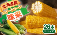 【先行予約】 北海道産 スイートコーン 味来 2L 26本《喜茂別町》【Aコープようてい】とうもろこし トウモロコシ スイートコーン コーン とうきび 期間限定 先行予約 北海道 産直 旬 お取り寄せ 朝採り 朝採れ 朝もぎ 産地直送 冷蔵配送 旬の味 野菜 高糖度 新鮮 夏野菜 旬 甘い 甘味が強い 柔らかい ジューシー フルーティー  [AJAK007] 17000 17000円
