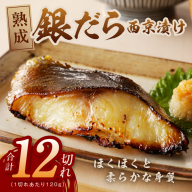 【年内発送】銀鱈 西京漬け 120g×12切れ【小分け 熟成 銀だら ぎんだら ギンダラ 海産物 魚 惣菜 西京焼き 味噌 お酒のあて 訳あり サイズ不揃い 家計応援 切り落とし】 G1828y