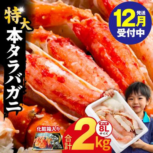【年内発送】ボイルタラバガニ 2kg 特大 8Lサイズ【昆布仕立て 化粧箱入り 贈答 ギフト カニ かに 蟹 たらば蟹 タラバ蟹 タラバカニ 海鮮 魚介 家計応援】 kgp0060y 2182017 - 大阪府泉佐野市
