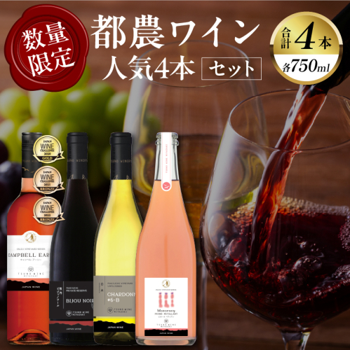 都農ワイン人気4本セット(合計4本) 酒 飲料 アルコール 国産_T014-034 2184738 - 宮崎県都農町