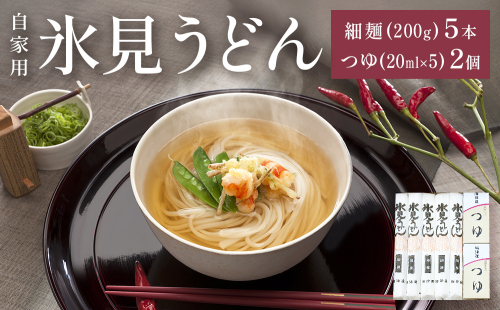 海津屋　氷見うどん細麺5本・つゆ5袋×2（自家用）簡易箱 富山県 氷見市 乾麺 うどん 2185038 - 富山県氷見市