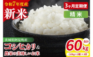 【10月中旬から発送】【先行予約】【3ヶ月定期便】【令和7年産新米】阿見町産　精米　食べ比べ　（コシヒカリ　美味しいお米）　各10kg（5kg×2）【お米 米 こしひかり ごはん 食べ比べ 茨城県】 （85-72）