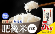【6ヶ月定期便】熊本県産 肥後米 無洗米 白米 5kg 1袋5kg 米 お米 令和6年産 九州産 熊本県産 ブレンド米 送料無料《お申込み翌月に出荷予定》 無洗米 白米 米