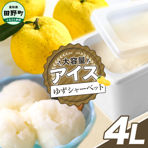 【四国一小さなまちのアイス屋さん】四国一小さなまちのアイス屋さん ゆずシャーベット 大容量 アイス 4000ml 4L 業務用 4リットル デザート スイーツ お菓子 アイス 柚子 ユズ 大容量 いっぱい 松崎冷菓 取り寄せ お取り寄せ 2187940 - 高知県田野町