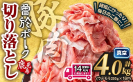 ＜14営業日以内発送予定＞鹿児島県曽於市産 曽於ポーク切り落とし 計4.0kg(モモウデ切り落とし) 真空パック 豚肉 切り落とし【Rana】A812-2w
