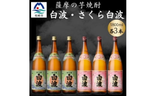 さつま白波&さくら白波1800ml 各3本セット C7-16【1644229】 2188689 - 鹿児島県枕崎市