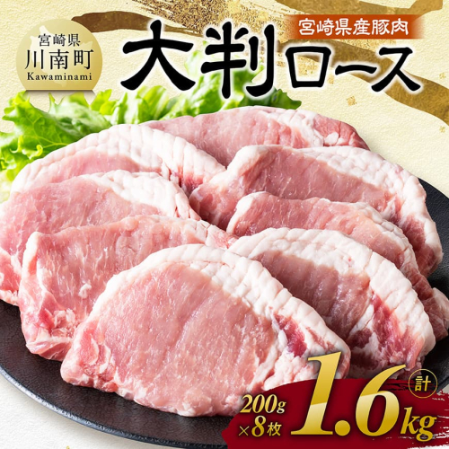 宮崎県産豚肉　大判ロース　1.6kg（200g×8枚） 【 肉 豚肉 ステーキ とんかつ 生姜焼き 】 2189028 - 宮崎県川南町