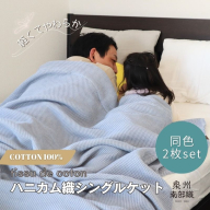 【スピード発送】“熟睡を追求した”泉州南部織/ハニカム織 シングルケット 2枚（ダスティブルー） G2914