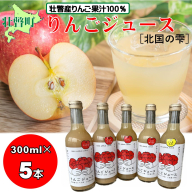 りんごジュース「北国の雫」(壮瞥町産りんご100%) 300ml×5本 SBTA082
