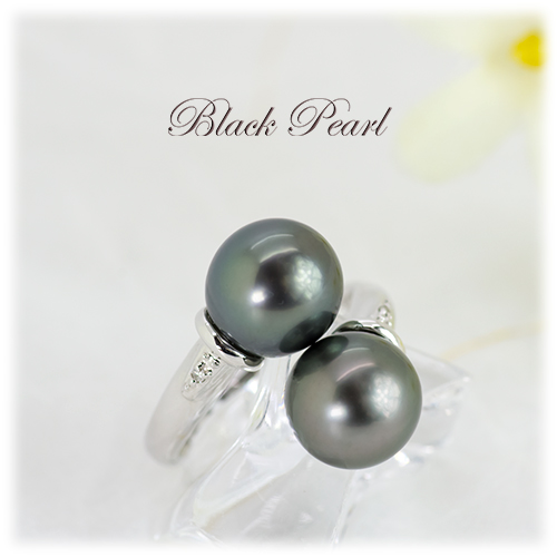 ブラックパール ツインリング 9ｍm 2個付 SV925 黒真珠 タヒチ産 (15496) 真珠 黒真珠 指輪 リング ブラックパール パール シルバー ジュエリー アクセサリー ツイン リング ダイヤモンド 山梨県 甲斐市 BR-69 2195020 - 山梨県甲斐市