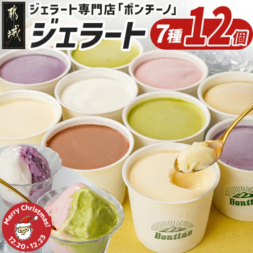 【☆クリスマス☆】ジェラート専門店「ボンチーノ」7種12個セット≪12月20日～23日お届け≫≪12月20日～23日お届け≫_MJ-1565-OJX 2197402 - 宮崎県都城市