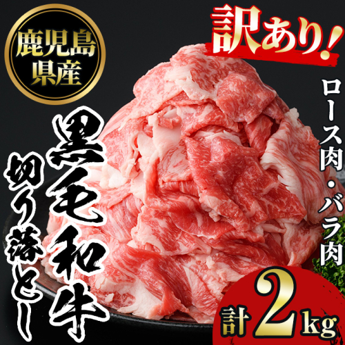 No.1232 訳あり！鹿児島黒毛和牛ロース・バラ切り落とし(250g×8袋・計2kg)【NBフード】 2197439 - 鹿児島県日置市