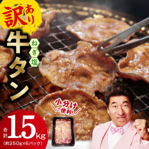 【年内発送】ねぎ塩 牛たん（成型）合計 1.5kg 小分け 250g×6【牛タン 牛肉 焼肉用 薄切り 訳あり サイズ不揃い】 G1780y 2197445 - 大阪府泉佐野市