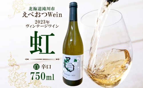 えべおつWein 2023年ヴィンテージワイン 虹 750ml 1本 江部乙 えべおつヴァイン 洋酒 お酒 酒 飲料 ビンテージ ヴィンテージ 辛口 7品種 黒ブドウ フルーティー ブドウ ワイナリー 白ワイン 辛口ワイン 送料無料 北海道 滝川市 2198175 - 北海道滝川市