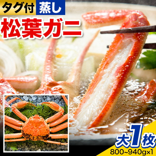 【蒸し】タグ付き松葉ガニ 大1枚(800～940g) 高間商店《11月中旬-3月下旬頃出荷》鳥取県 八頭町 送料無料 カニ 蟹 松葉ガニ タグ付き ブランド 2198465 - 鳥取県八頭町