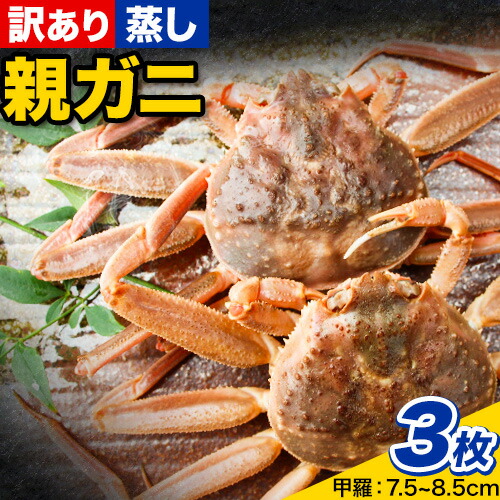 【蒸し】訳あり 足折れ 日本海産 親ガニ セコガニ 3枚(甲羅のサイズ7.5～8.5cm) 高間商店《11月中旬-1月中旬頃出荷予定》鳥取県 八頭町 送料無料 カニ 蟹 かに 訳あり 足折れ 鍋 珍味 ズワイガニ 2198477 - 鳥取県八頭町